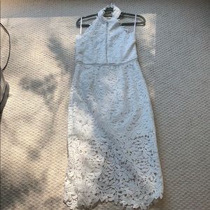 White Lace High Neck Dress